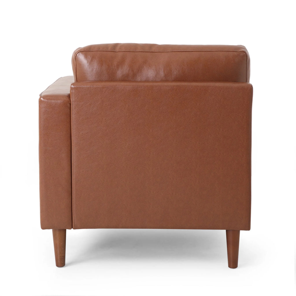 GDF Studio Hixon Faux Leather Tufted Chaise Lounge, Cognac Brown X215