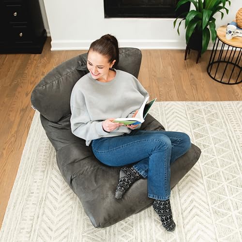 Big Joe Dorm Bean Bag Chair with Drink Holder, Black Smartmax, 3 ft Q1693