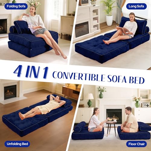 HABUTWAY Folding Sofa Bed Convertible Sleeper Chair with Dual-Pillow, Black D26880