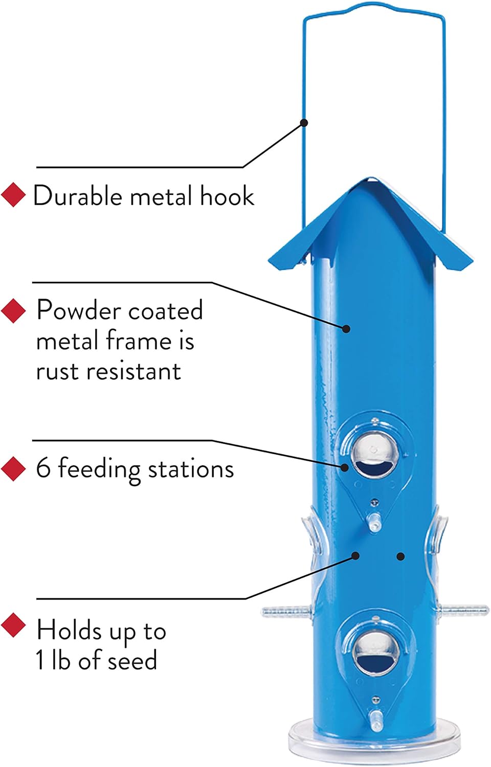 Perky-Pet 391 Metal Tube Wild Bird Feeder, Blue W4187