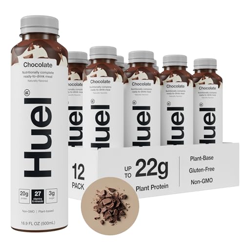 Huel Ready-to-Drink Chocolate Meal Replacement, 20g Protein, 16.9 Fl Oz (12 Pack) D52742