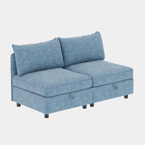 Oversized Modular Sectional Sofa with Movable Ottomans, U-Shaped Chenille J2923