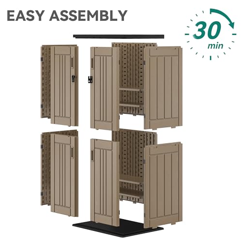 YITAHOME Outdoor Storage Cabinet with 2 Shelves, Waterproof Resin, Lockable, Dark Gray N641