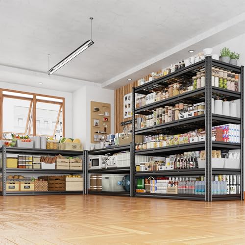 REIBII 60" W Garage Shelving 5-Tier Heavy Duty Metal Storage Shelves B60038