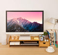 Monitor Stand Riser Desk Organizer-Bamboo 2 Tier Laptop Stand With Drawers, Adjustable Desktop Storage Organizer For Computer, Printer, Cellphone-Use In Office,Home /Reduce Neck &Eye Strain(Fawn)