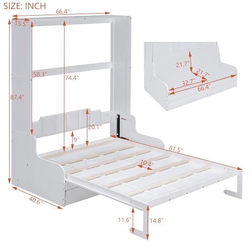 Ball & Cast Murphy Bed Queen Size with Cushion, White B692