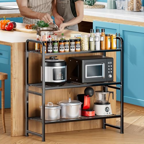 3 Tier Metal Wire Shelving Unit, Heavy Duty, Black O816606