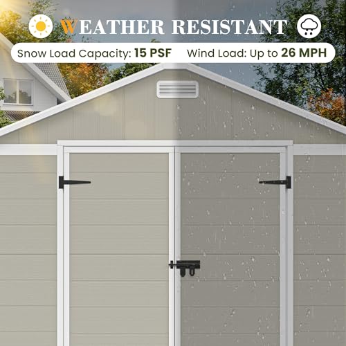 UDPATIO Outdoor Storage Shed 6x6 FT Resin Garden Shed with Lockable Door D90316