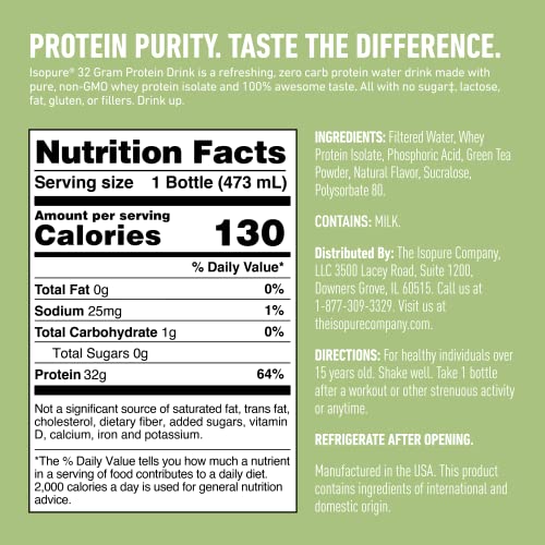 Isopure Zero Carb 32g Clear Protein Drink, Whey Protein Isolate, Blue Raspberry, 12 Pack B35019