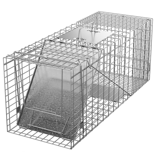 ZENY Live Animal Cage Trap 32" X 12.5" X 12" Steel Cage Catch Release Humane Rodent Cage for Rabbits, Stray Cat, Squirrel, Raccoon, Mole,Opossum, Skunk & Chipmunks