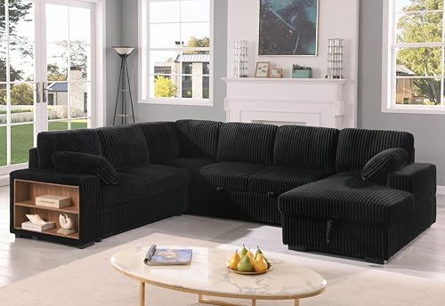 Eafurn 6 Seater U Shaped Sleeper Sectional Sofa Bed with Storage F82821