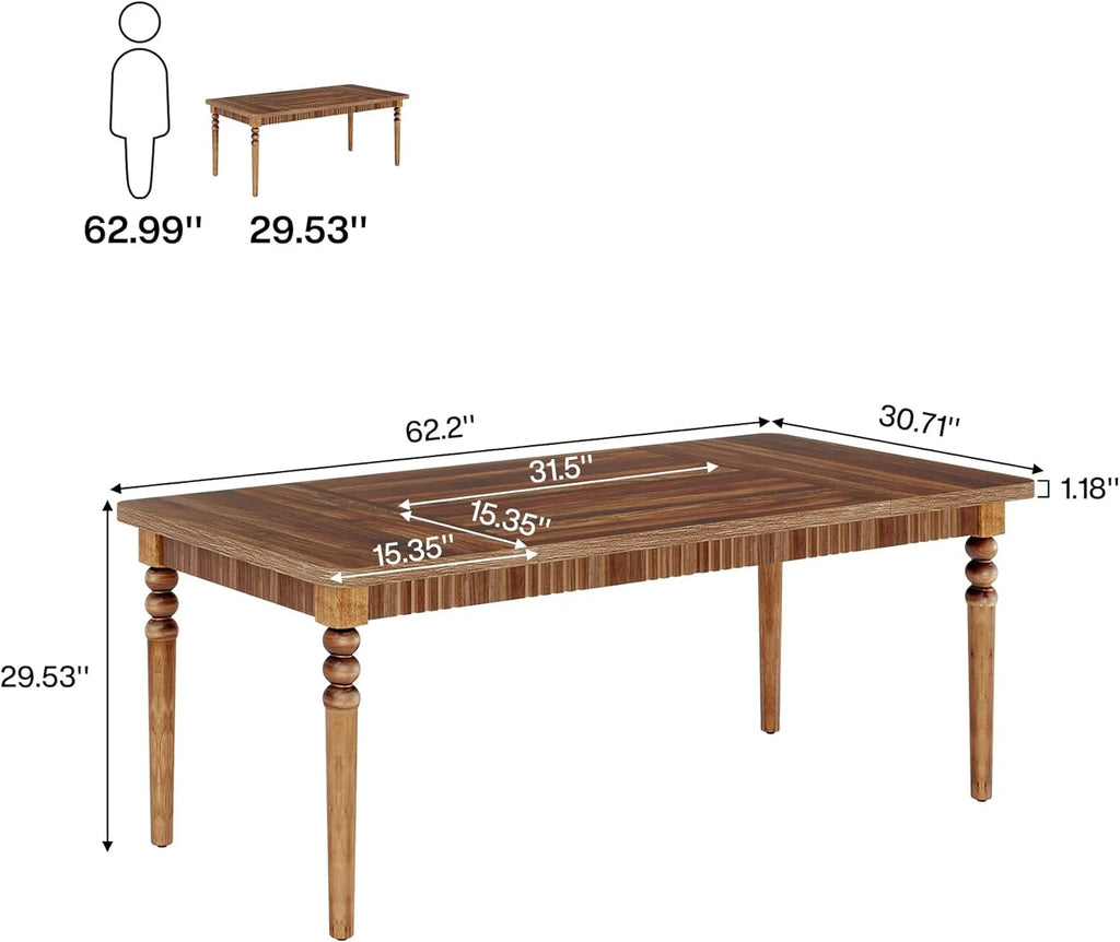 Tribesigns 63-Inch Executive Desk with Solid Wood Legs, Walnut J895