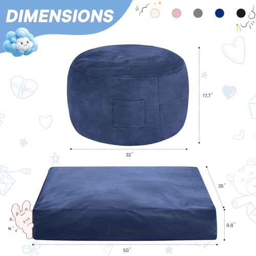 Giant Bean Bag Chair for Adults Convertible Bed with Microfiber Cover Charcoal G62613