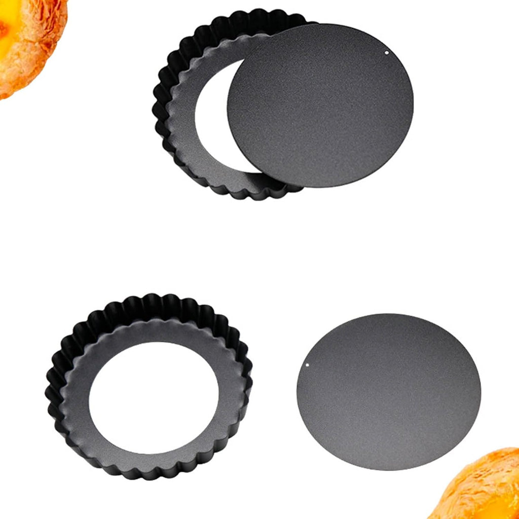 6 pcs 3" Mini Tart Pans Removable Bottom, Carbon Steel Baking Tool T30750