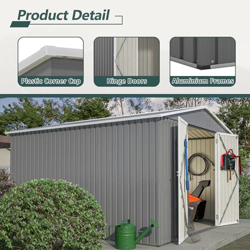 Outdoor Storage Shed 6x4 Ft, Heavy-Duty Resin Tool Shed with Lockable Doors Z7258