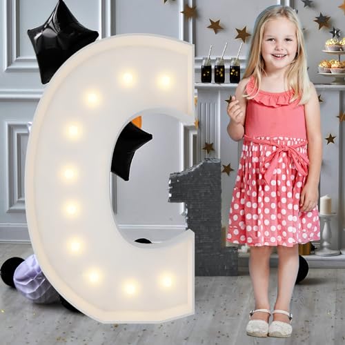 3FT Marquee Light Up Letters C, Big Marquee Letter for Baby Shower Birthday Engagement Wedding Marry Me Party Decor
