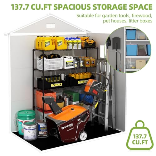 Resin Shed with Floor, Outdoor Storage for Garden Tools, 6x4.4 FT E488