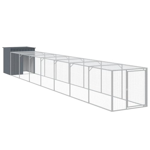 'vidaXL Galvanized Steel Chicken Cage with Extended Run - Anthracite - Durable Run and Shed for Chickens, Hens, Small Animals - Comes with Protective Roof