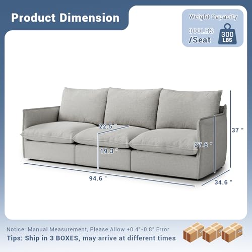 Cloud Modular Sectional Sofa, Waterproof Down Filled, High Backrest 5 Seater, Dark Gray J53470