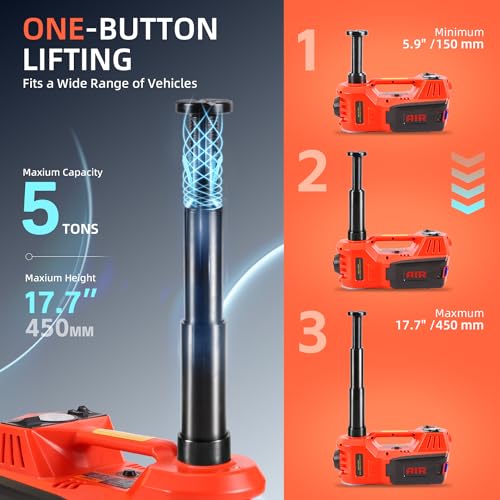 12V 5 Ton Electric Car Jack with Inflator Pump for SUV Sedan MPV Y442659