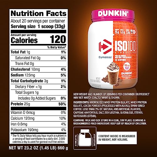 Dymatize ISO100 Whey Protein Powder, Cookies & Cream, 20 Servings E355002