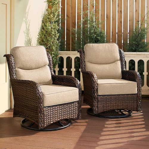 Luxury Patio Furniture Set 7PCS Wicker Conversation Set with Blue Cushions J5390