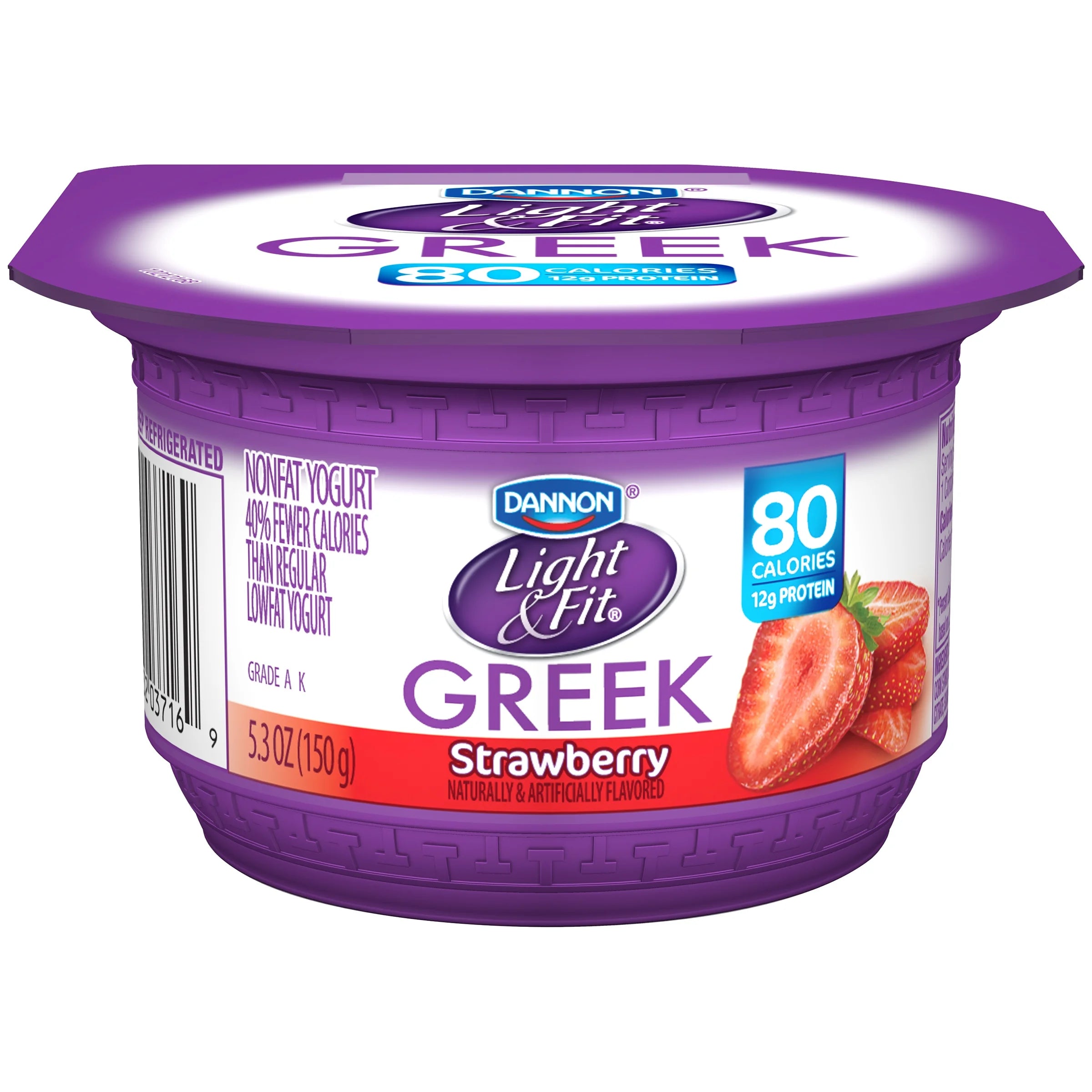 Dannon Light & Fit Greek Nonfat Yogurt Strawberry & Blueberry 5.3oz 12 pack S3923