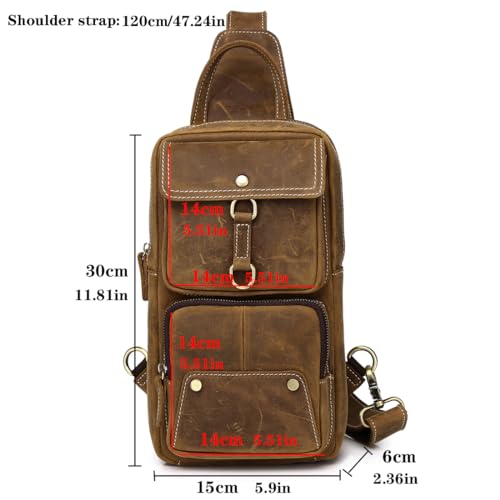 KPYWZER Genuine Leather Sling Backpack Crossbody Shoulder Bag for Men Women S314097