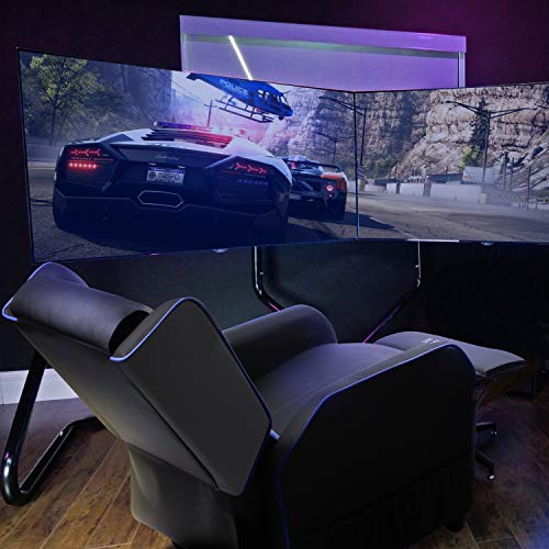 LEMBERI Gaming Recliner Chair PU Leather Ergonomic Racing Style Grey B4055