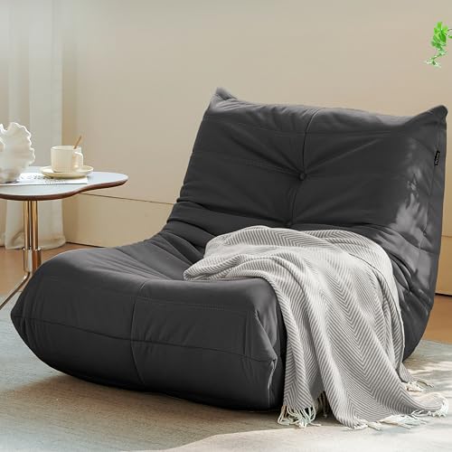 Bean Bag Chair for Adults Suede Microfiber Fireside Floor Chair 3-Seater Beige F151744