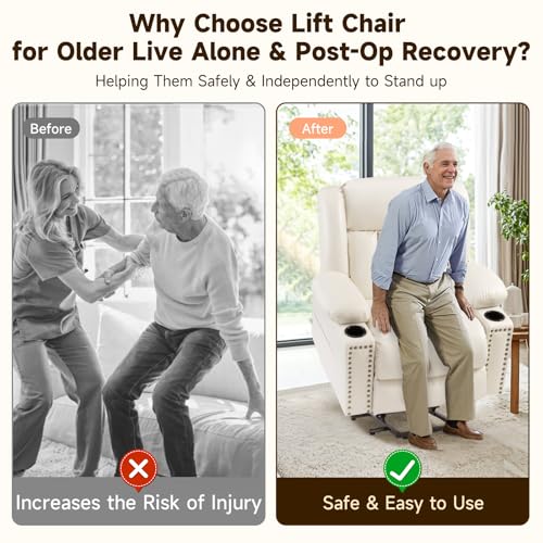 Large Power Lift Chair Recliner for Elderly with Heat and Massage, Dark Brown W500