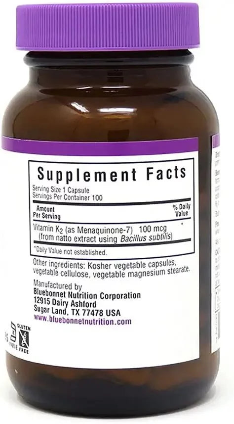 BlueBonnet Vitamin K2 Vegetarian Capsules, 100 Count G42231
