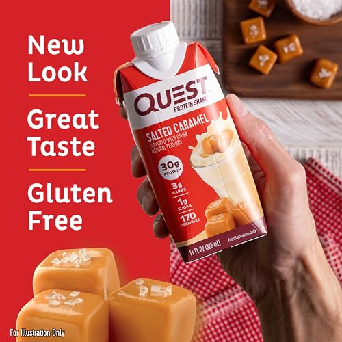 Quest Nutrition Salted Caramel Protein Shake, 30g Protein, 11 fl oz, 12 Pack C47408