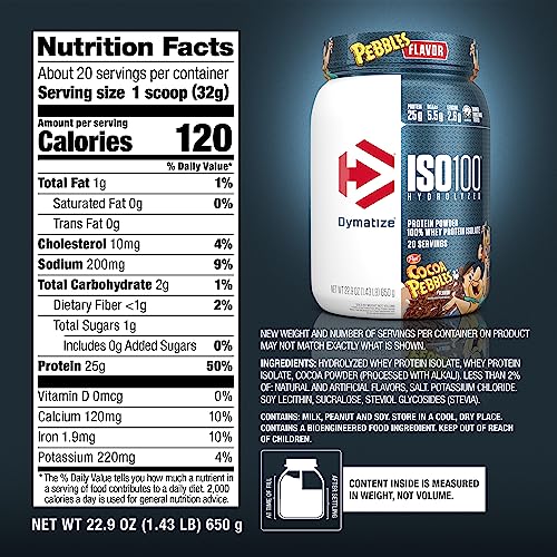 Dymatize x Fruity Pebbles ISO100 Whey Protein Powder, 25g Protein, 20 Servings N7653