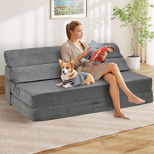 Comfy Folding Sofa Bed Grey Convertible Sleeper Chair Couch M171120