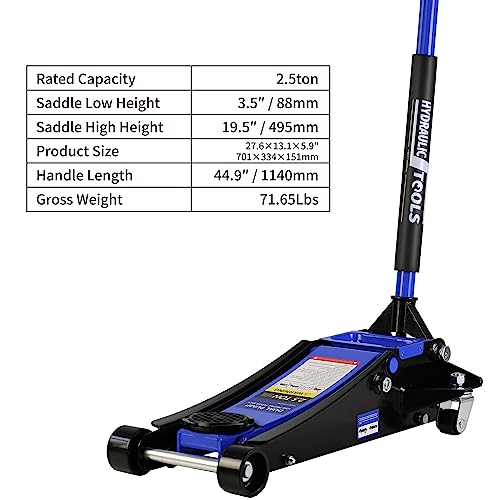Pvillez Floor Jack, Heavy Duty Hydraulic Low Profile Steel Racing Jack, 2 Ton Capacity Blue H10635