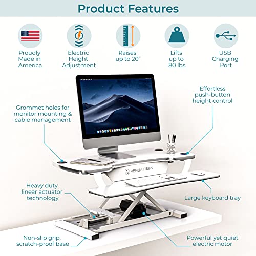 VERSADESK PowerPro™ 36 Inch Electric Standing Desk Converter, Black H627