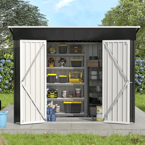 UDPATIO Outdoor Storage Shed 6x6 FT Resin Garden Shed with Lockable Door D90316