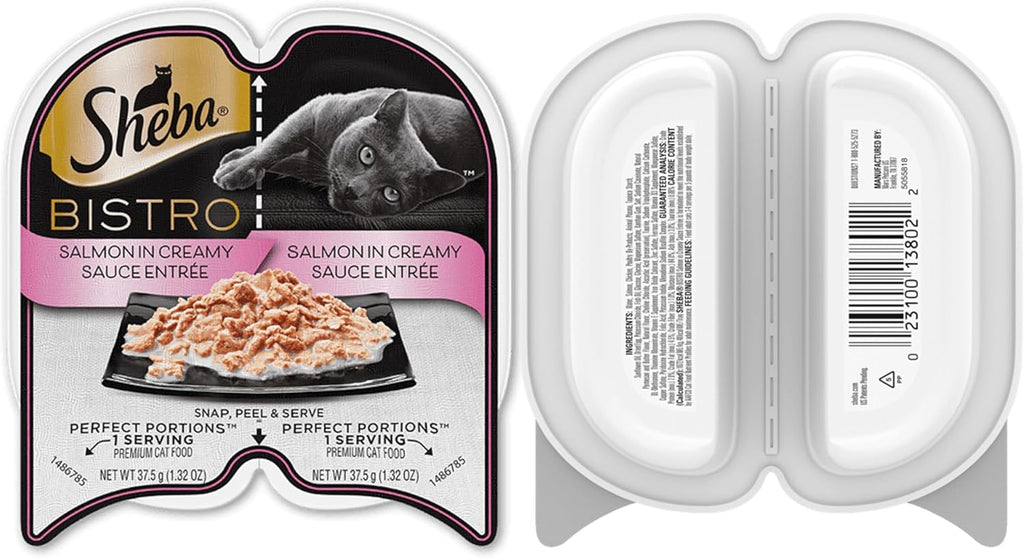 Sheba Perfect Portions Bistro Wet Cat Food Bundle, 8 Trays, Salmon & Chicken Alfredo O6108