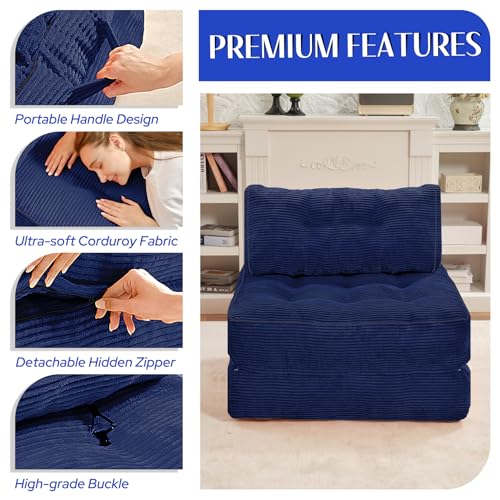 HABUTWAY Folding Sofa Bed Convertible Sleeper Chair with Dual-Pillow, Black D26880