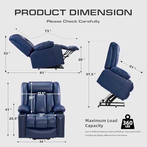 Large Power Lift Chair Recliner for Elderly with Heat and Massage, Dark Brown W500