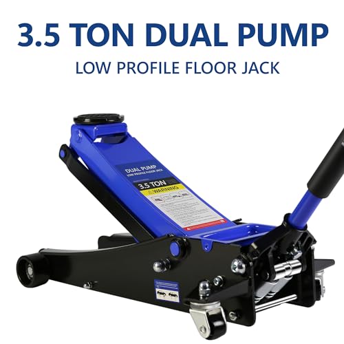 Pvillez Floor Jack, Heavy Duty Hydraulic Low Profile Steel Racing Jack, 2 Ton Capacity Blue H10635