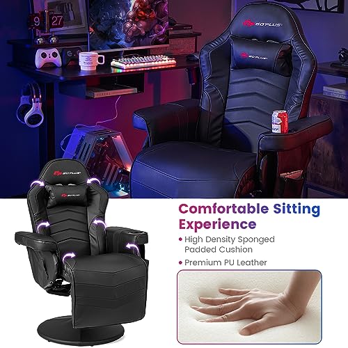 Goplus Massage Gaming Chair, Racing Recliner with Footrest, PU Leather N121