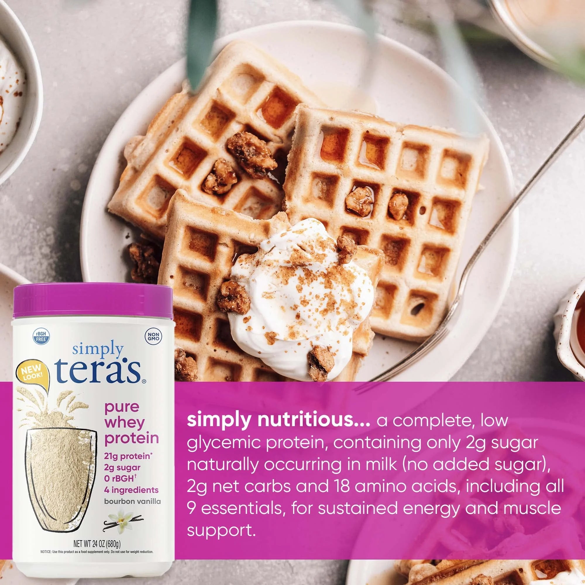 Simply tera's Pure Whey Protein Powder, Bourbon Vanilla P623
