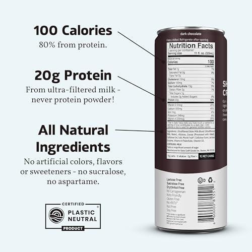 Slate Milk High Protein Dark Chocolate Shake, Lactose Free, 11 fl oz, 12 Cans C31569