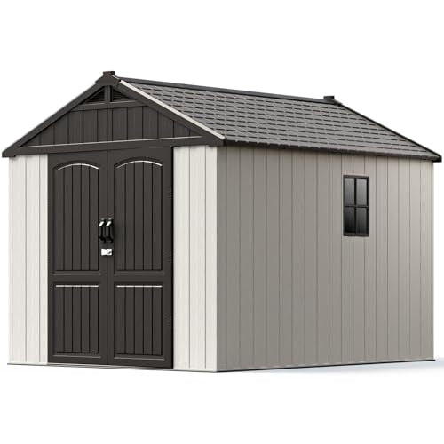 Patiowell 8 x 12 FT Plastic Outdoor Storage Shed with Floor, Window and Lockable Door F41822