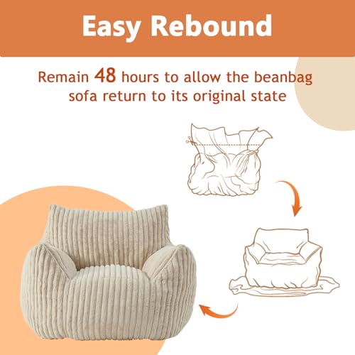 Giant Bean Bag Chair with Filling and Armrests for Adults Teens P241564