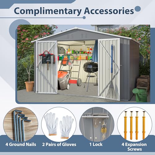 Outdoor Storage Shed 6x4 Ft, Heavy-Duty Resin Tool Shed with Lockable Doors Z7258