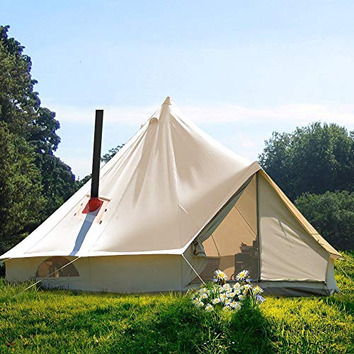 UNISTRENGH 4 Season Large Waterproof Cotton Canvas Bell Tent Beige S737224