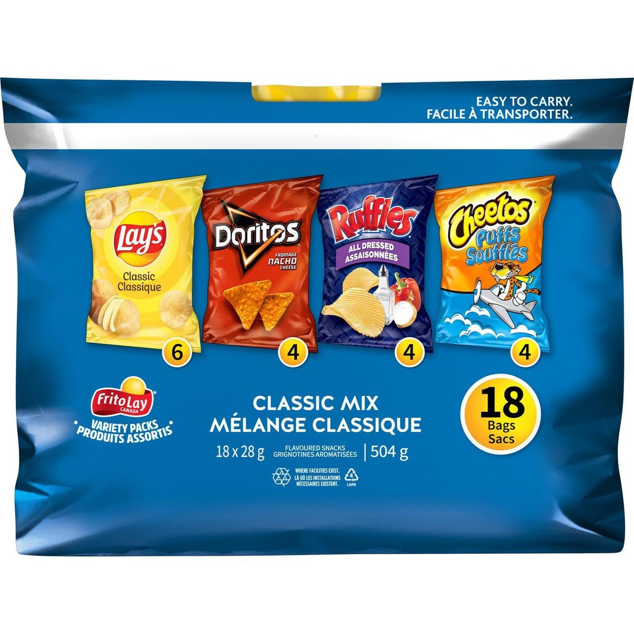 Lays Classic Variety Mini Bags Pack, 4 Count (18ct x 28g) G433557